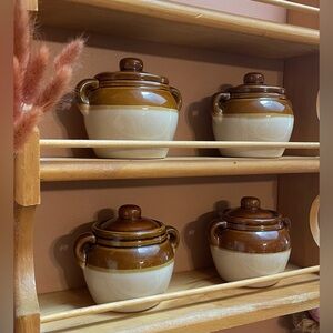 Vintage Stoneware Mini Bean Crock Set